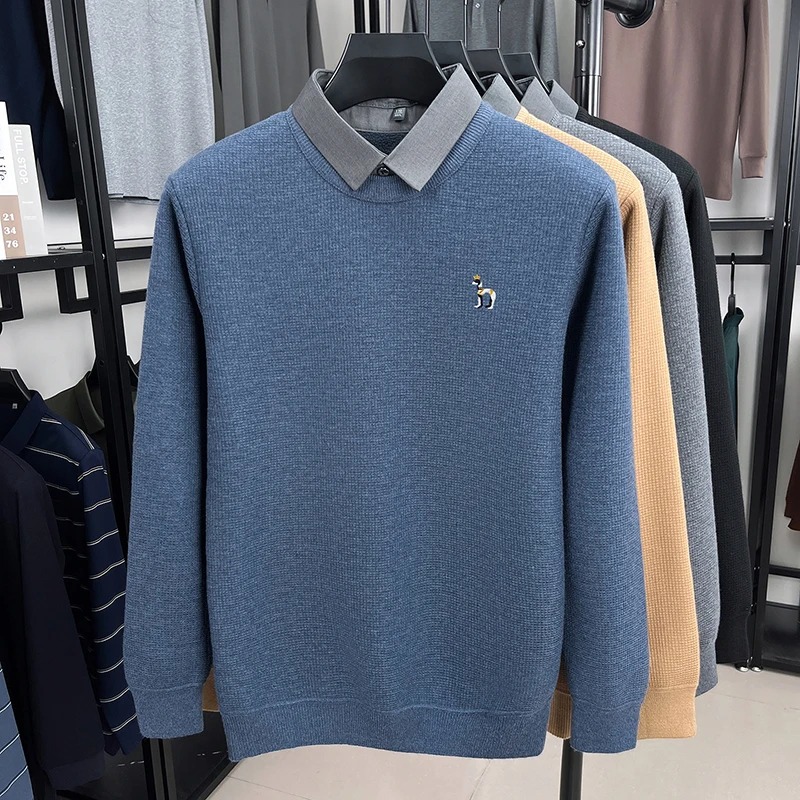 Thermal Long John - Luxusmarke Herren langärmeliger Pullover mit umklappbarem
