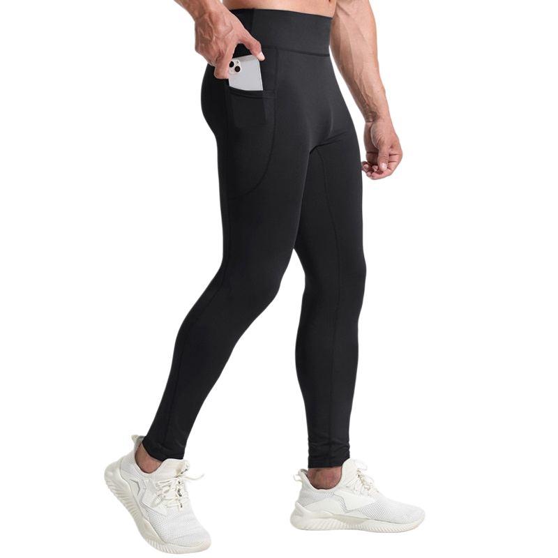 Compression Long Pant - Herren Kompressions-Langhose mit Hoher Taille, Schnelltrocknend,