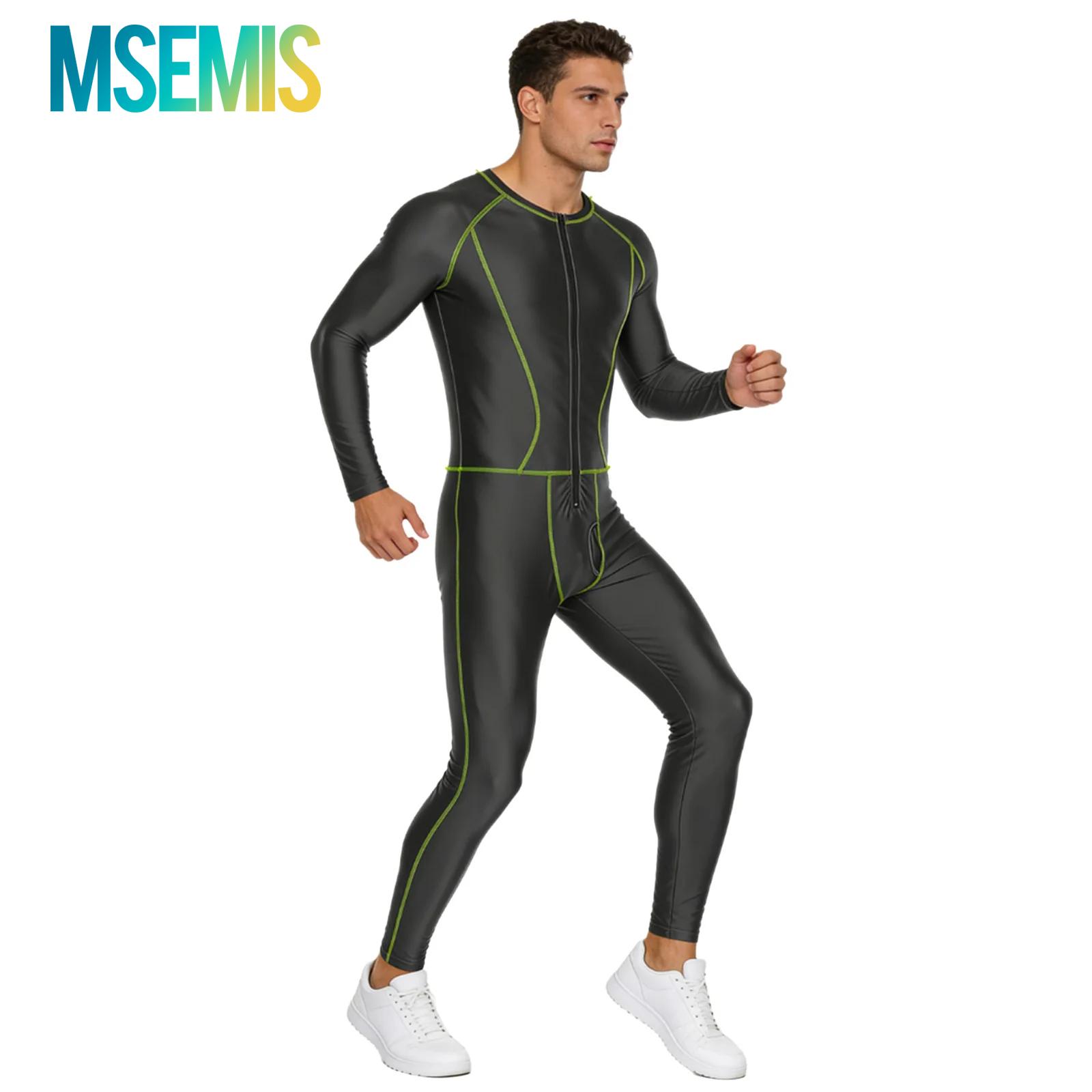 Compression Long Pant - Badebekleidung Herren-Badeanzug, glänzender, schlanker Overall, einteiliger