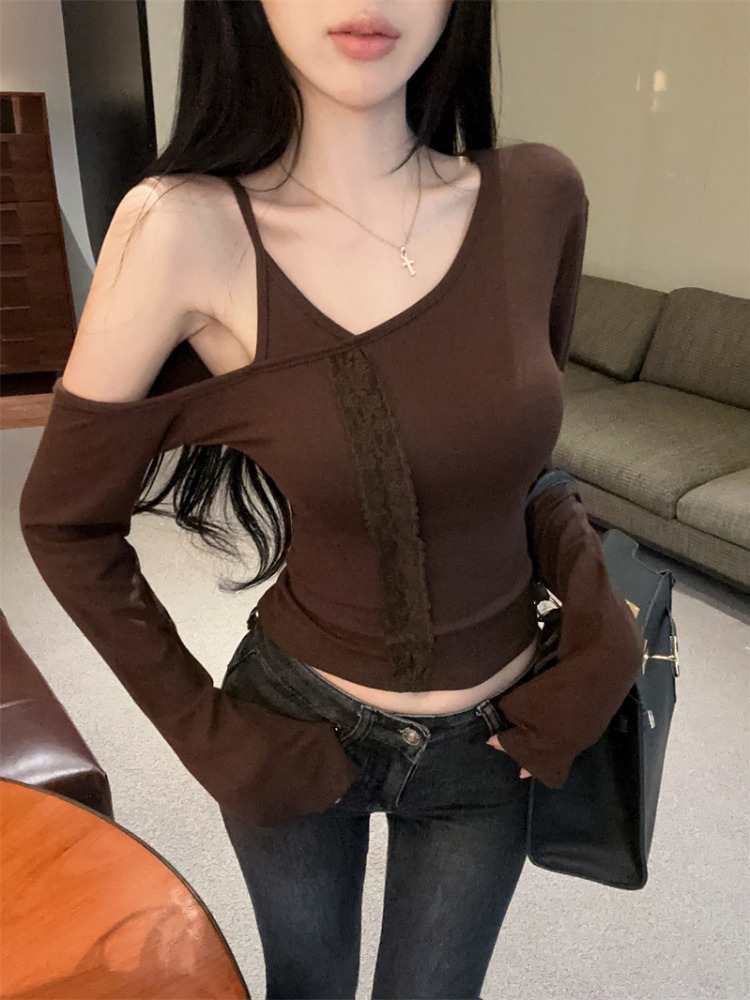 Sleeveless Undershirt - Damen-Unterhemd aus Spitze, ärmellos, langärmlig, T-Shirt