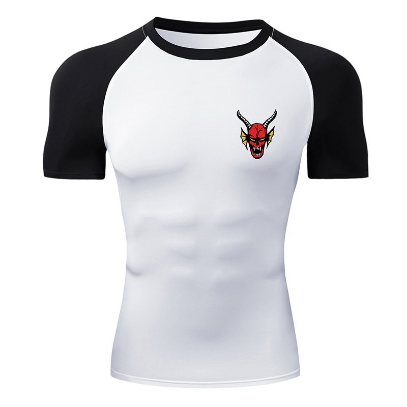 Base Layer Top - Herren Grafik-Kompressionsshirt mit Kurzen Ärmeln, Sommer-Sportshirt,