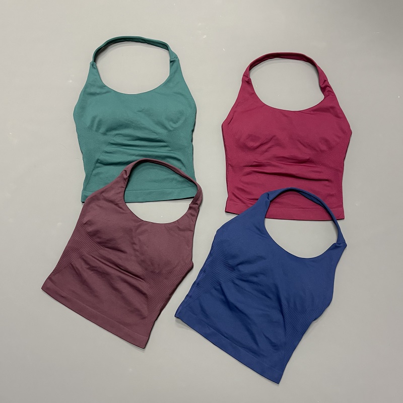 Suspender Tank Top - Damen Neckholder-Sporttop Nahtloses Yoga-Tanktop mit Eingebauter