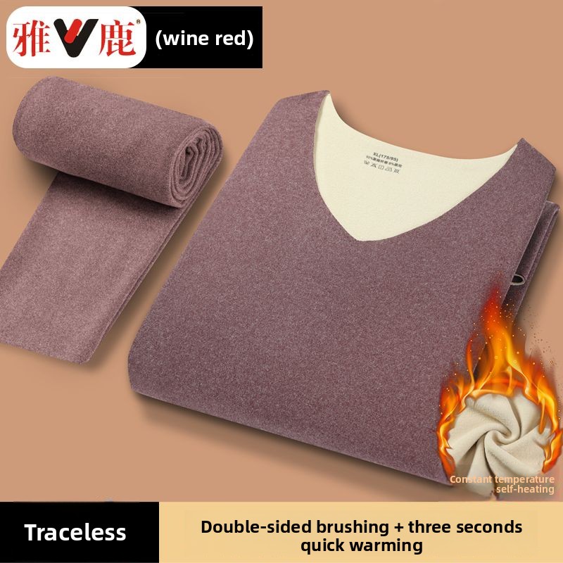 Thermal Long John - V-ausschnitt Nahtlose Thermo-unterwäsche Set männer Verdickte