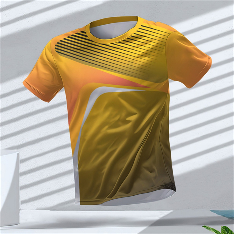 T Shirt Tight Fit - Herren Sport-Kurzarm-T-Shirt, schnell trocknend, hochelastisch, orangefarbener