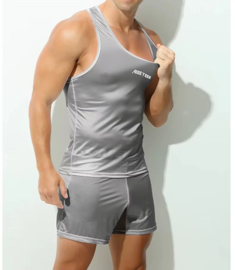 Mesh Sport Boxer - Herrenunterwäsche, graue Boxershorts, ultradünn, aus Eisseide,