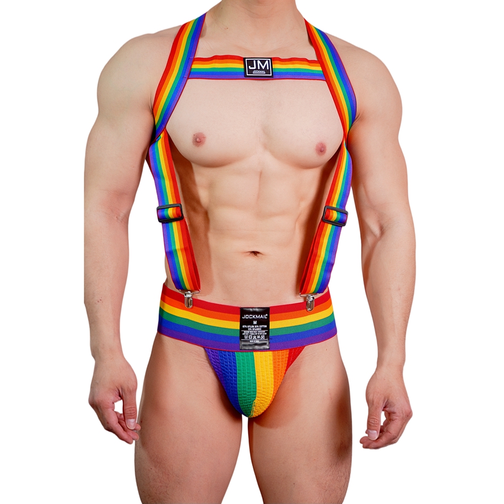 Jockstrap Athletic - JOCKMAIL Regenbogen-Körpergurt, verstellbar, mit 3 Zoll