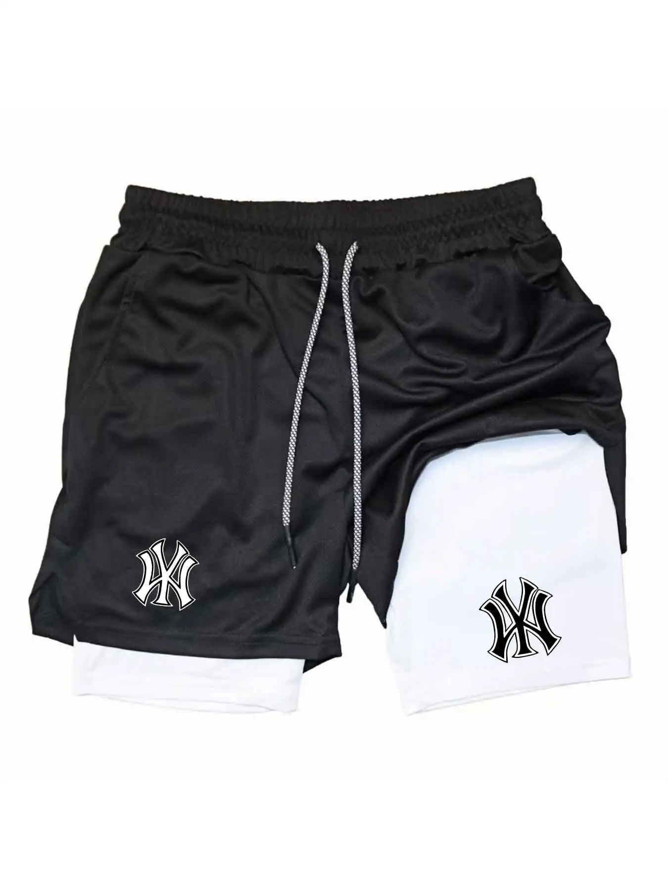 Compression Shorts Athletes - Herren 2-in-1 Sportshorts mit Logo-Print, schnelltrocknend,