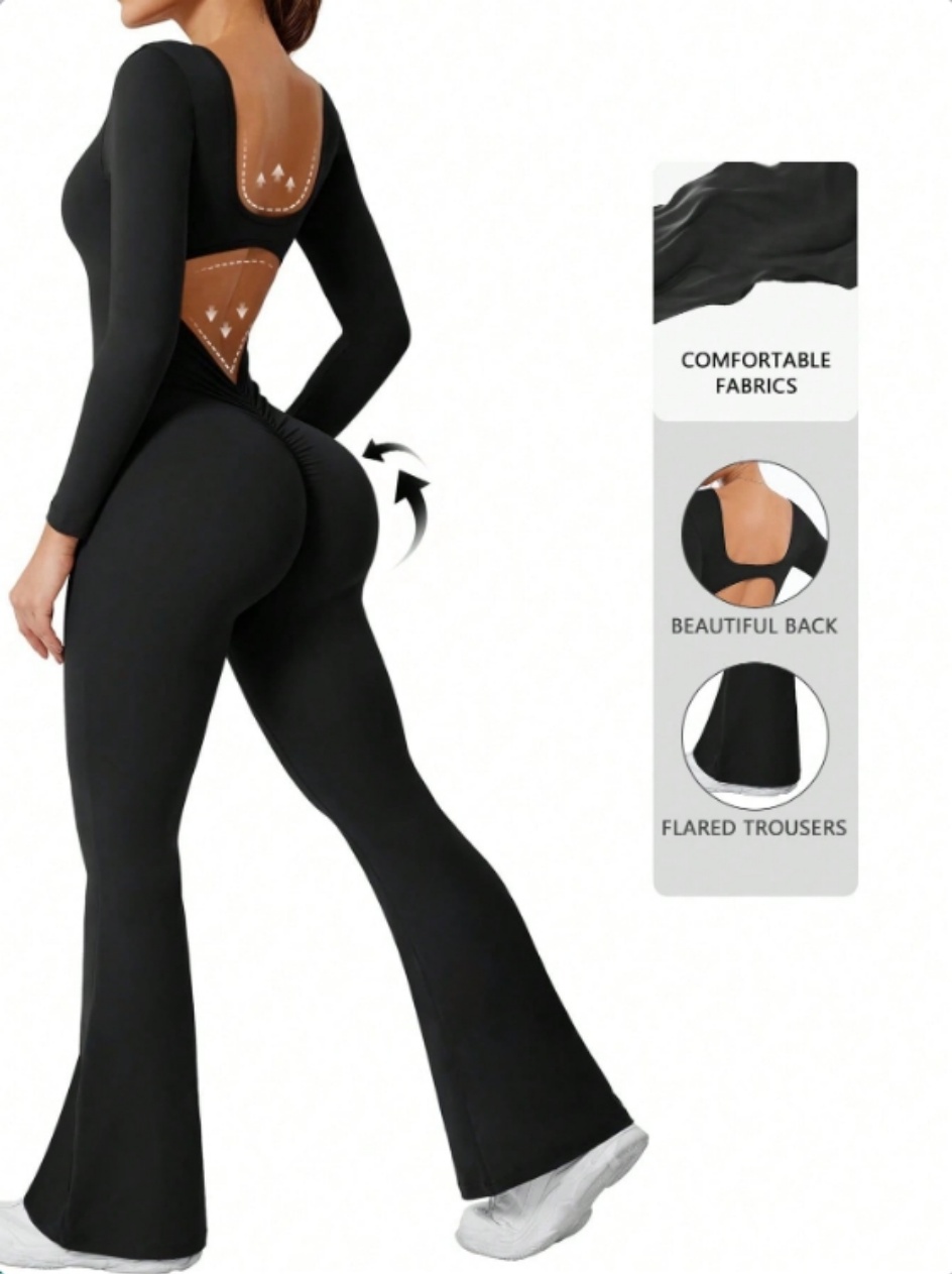 Compression Long Pant - Hochwertiger, einfarbiger, langärmliger Kompressions-Übungsoverall für Damen,