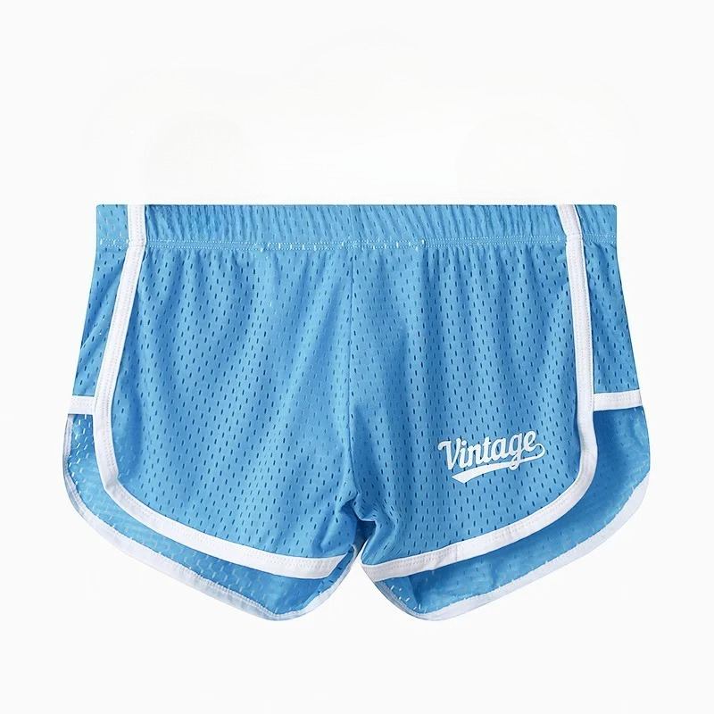 Mesh Sport Boxer - Herren Mesh Lounge-Shorts mit Vintage-Print, weißem