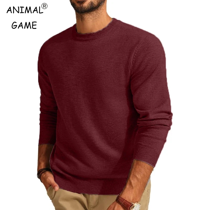 Thermal Long John - Herren Langarmpullover Rundhalsausschnitt Basic Leichte Strickpullover