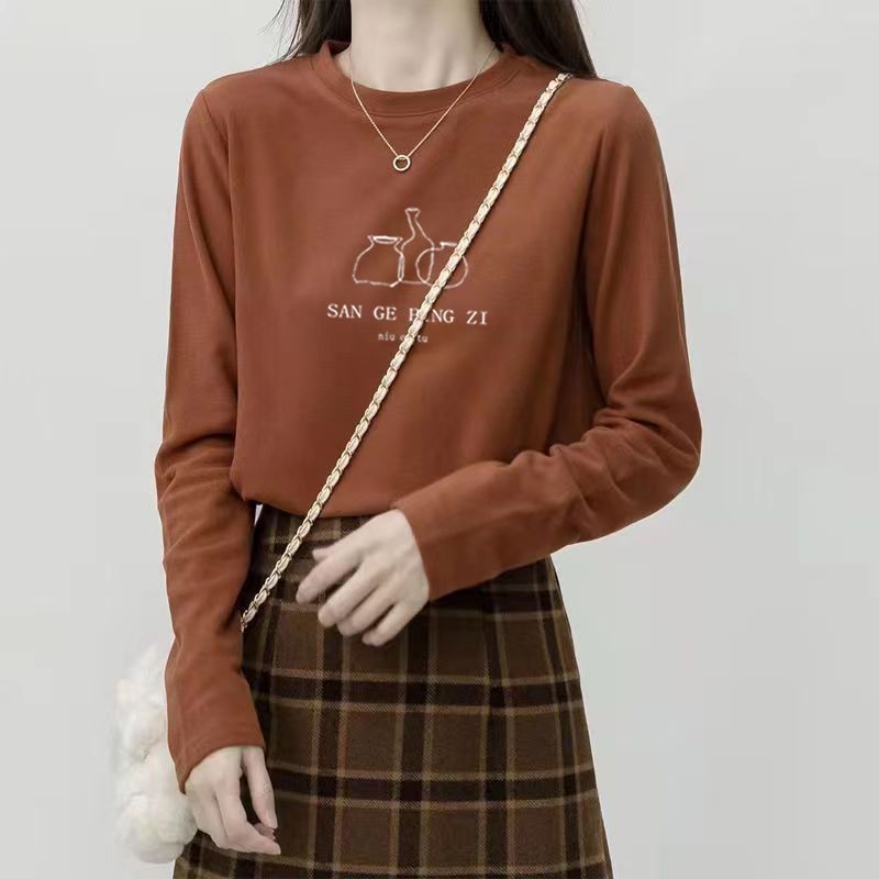 Undershirt Crew Neck - Damen Thermo-Oberteil im koreanischen Stil mit